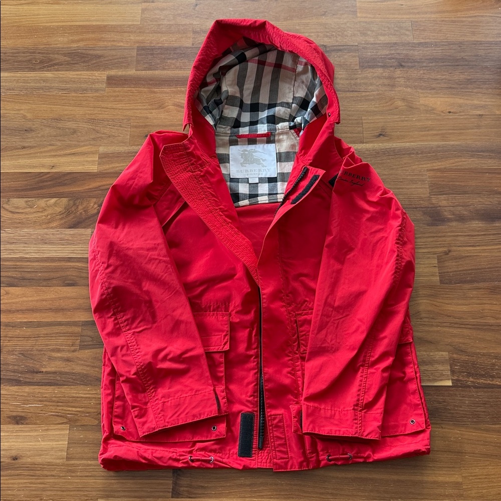 Burberry Kids Hooded Red Jacket - 10Y